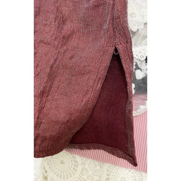 Coldwater Creek Women's 1X Shimmery Red Rayon Blend Button Up Shirt - Picture 6 of 8